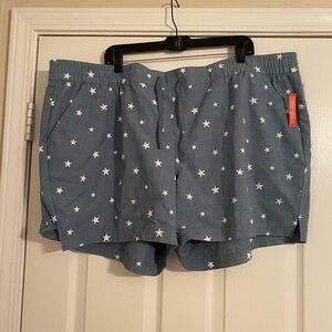 Magellan Outdoors.Women’s.Shorts.Blue with White Stars.Pull On.Drawstring. 3X.